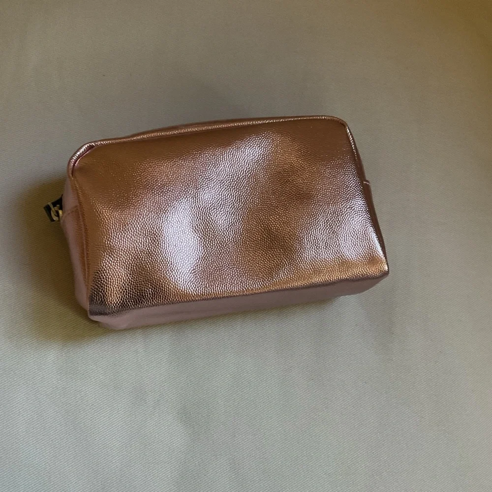 Shiny Light Pink Metallic Cosmetic Pouch Bag